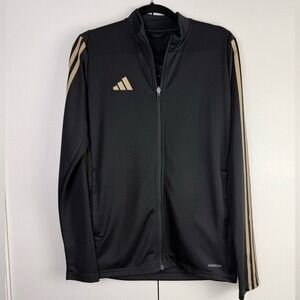 Adidas Tiro AEROREADY Slim Fit Track Jacket Black Gold Stripes Small